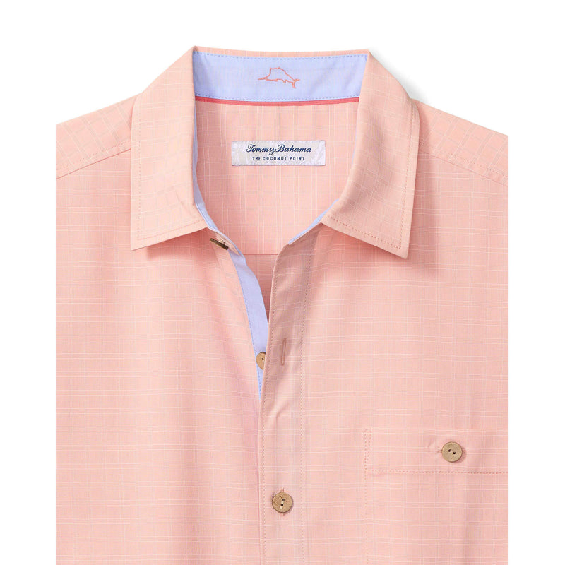 Tommy Bahama Men's IslandZone Coastal Ease Costa Check Camp Shirt - Pure Salmon