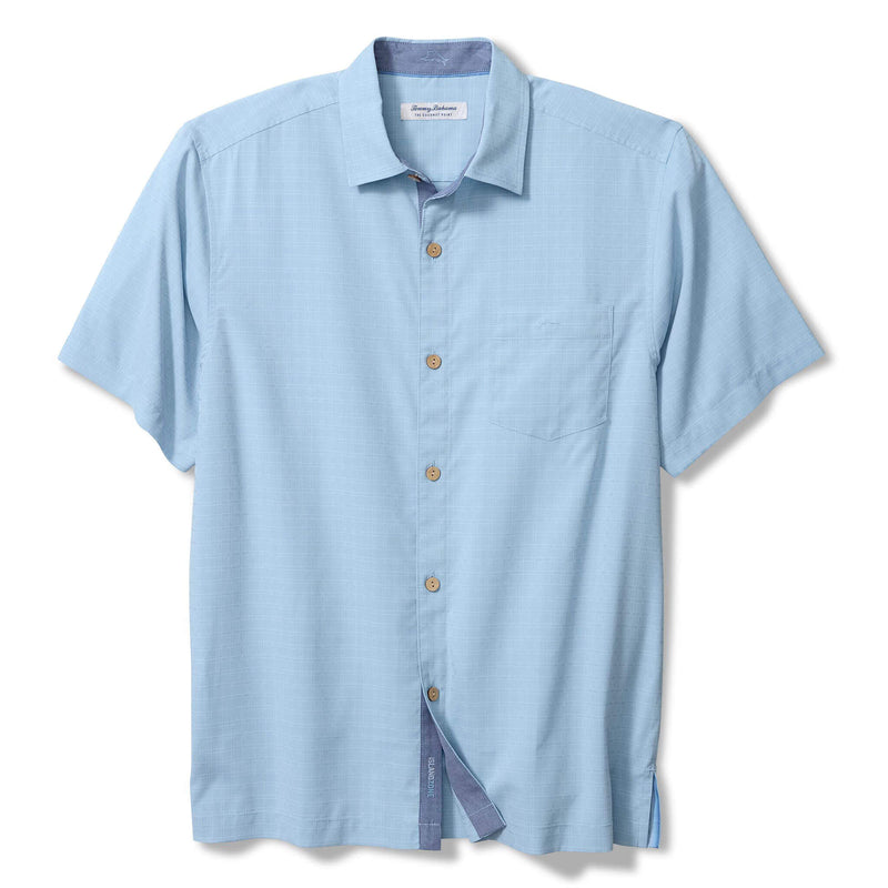 Tommy Bahama Men's IslandZone Coastal Ease Costa Check Camp Shirt - Vacation Blue