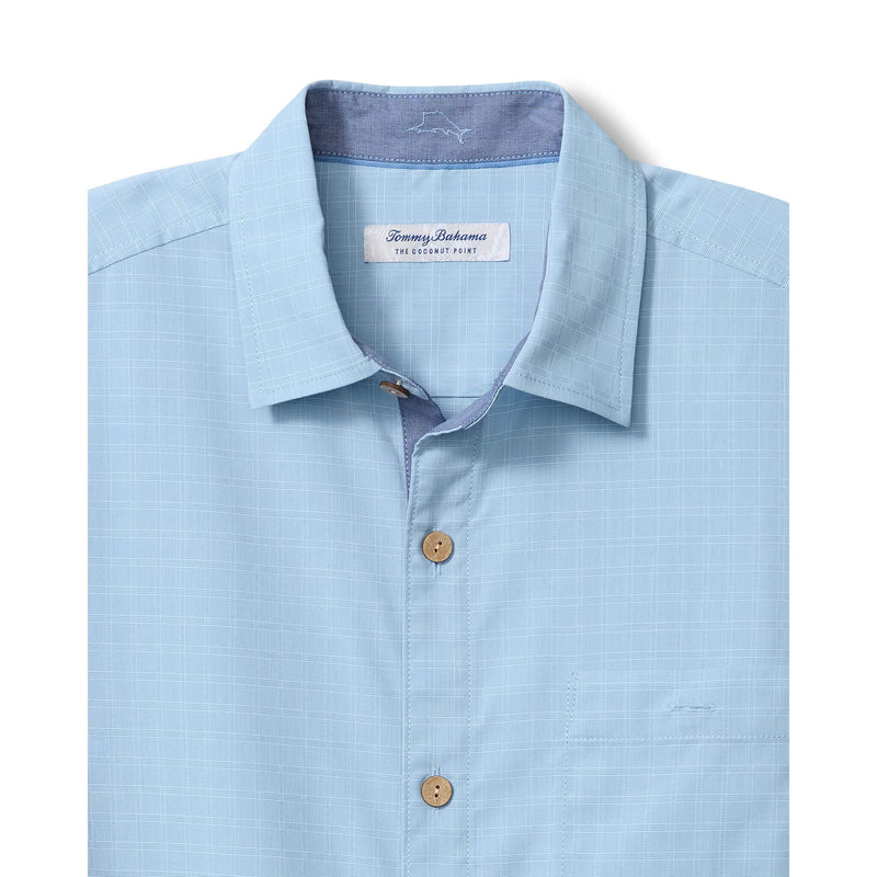 Tommy Bahama Men's IslandZone Coastal Ease Costa Check Camp Shirt - Vacation Blue