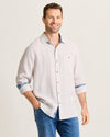 Tommy Bahama Men's Del Mar Island Linen Embroidered Sport Shirt - Natural - FINAL SALE