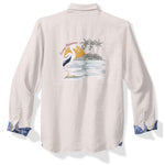 Tommy Bahama Men's Del Mar Island Linen Embroidered Sport Shirt - Natural - FINAL SALE