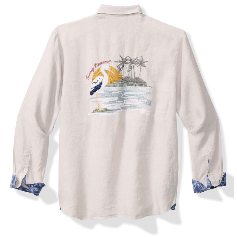 Tommy Bahama Men's Del Mar Island Linen Embroidered Sport Shirt - Natural - FINAL SALE