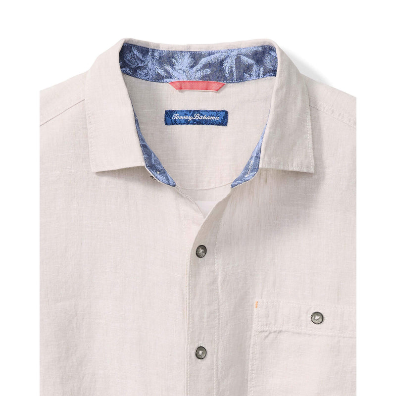 Tommy Bahama Men's Del Mar Island Linen Embroidered Sport Shirt - Natural - FINAL SALE