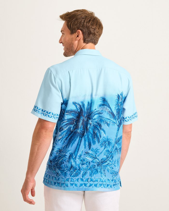 Tommy Bahama Men's Artist Series Hibiscus Hues Silk Camp Shirt - Vacation Blue
