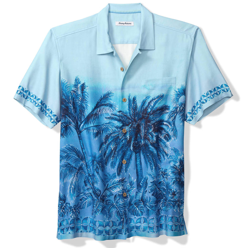 Tommy Bahama Men's Artist Series Hibiscus Hues Silk Camp Shirt - Vacation Blue