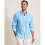 Tommy Bahama Men's Paradise Breezer Long Sleeve Linen Sport Shirt - Glass Bead Blue*