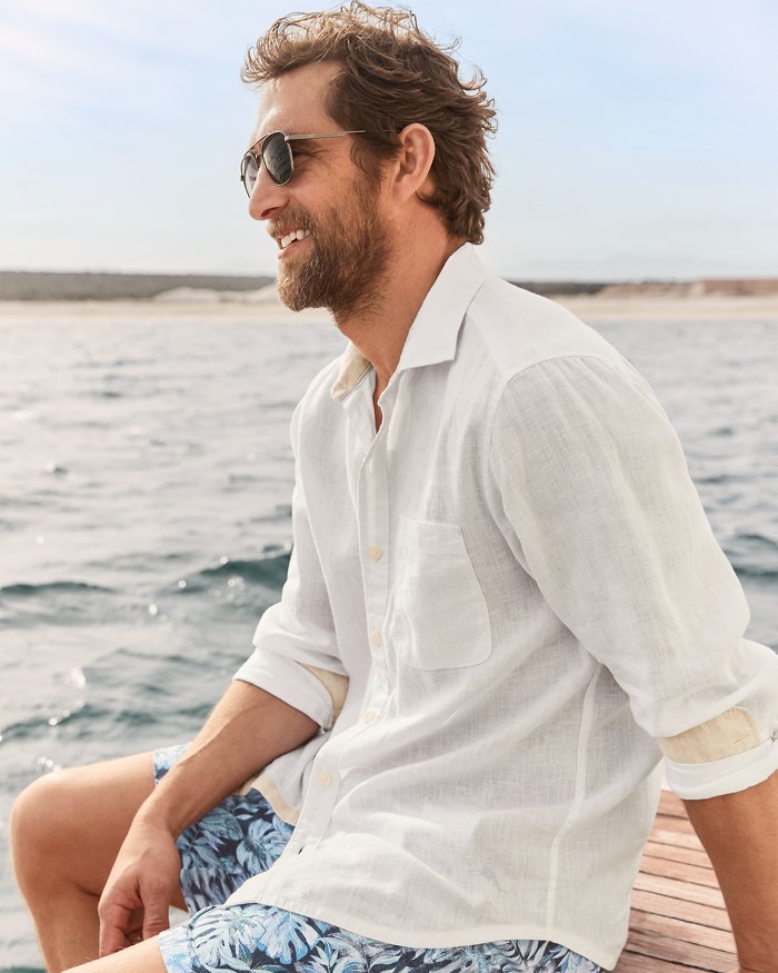 Tommy Bahama Men's Paradise Breezer Long Sleeve Linen Sport Shirt - White*