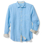 Tommy Bahama Men's Paradise Breezer Long Sleeve Linen Sport Shirt - Glass Bead Blue*