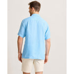 Tommy Bahama Men's Paradise Breezer Short Sleeve Linen Camp Shirt - Glass Bead Blue*