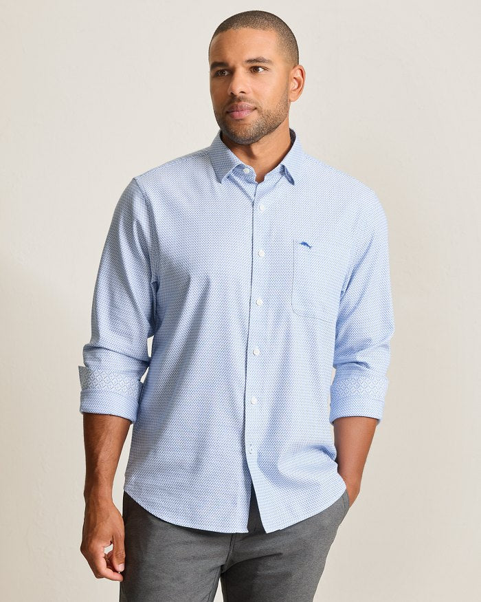 Tommy Bahama Men's IslandZone Sarasota Stretch Ventura Coast Sport Shirt - Vacation Blue