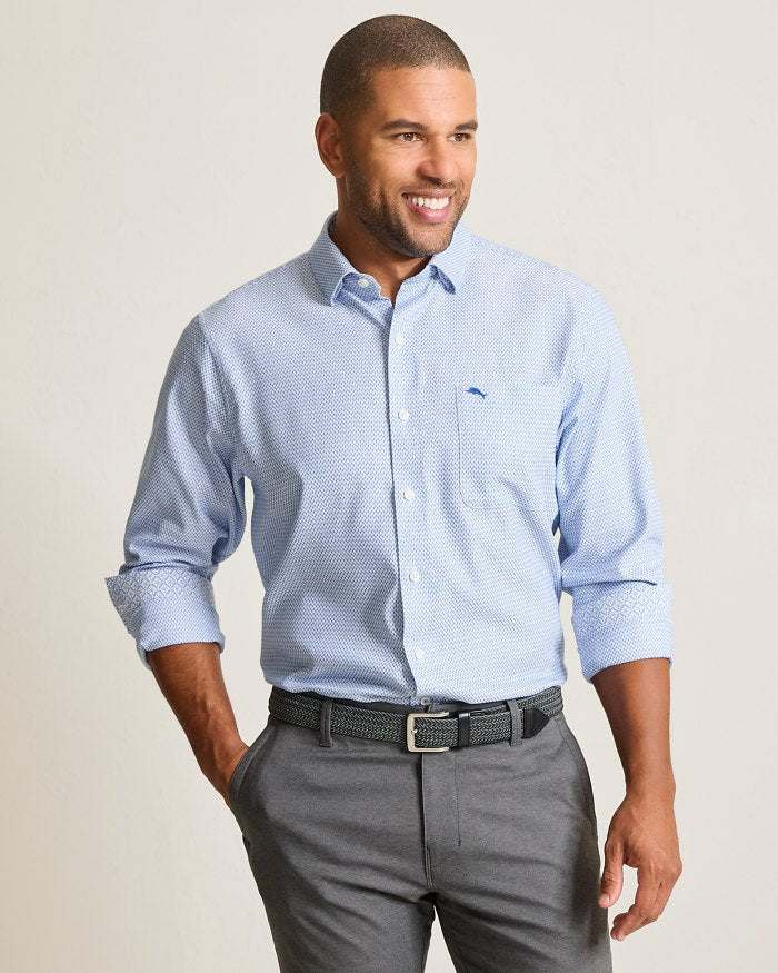 Tommy Bahama Men's IslandZone Sarasota Stretch Ventura Coast Sport Shirt - Vacation Blue