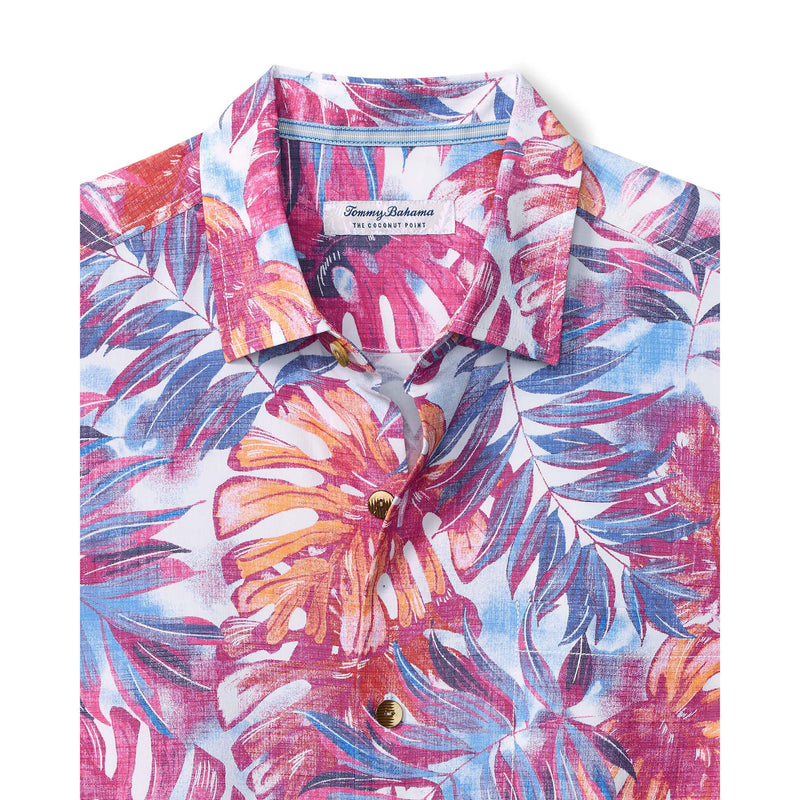Tommy Bahama Men's IslandZone Coastal Ease Frond Fiesta Camp Shirt - Very Berry