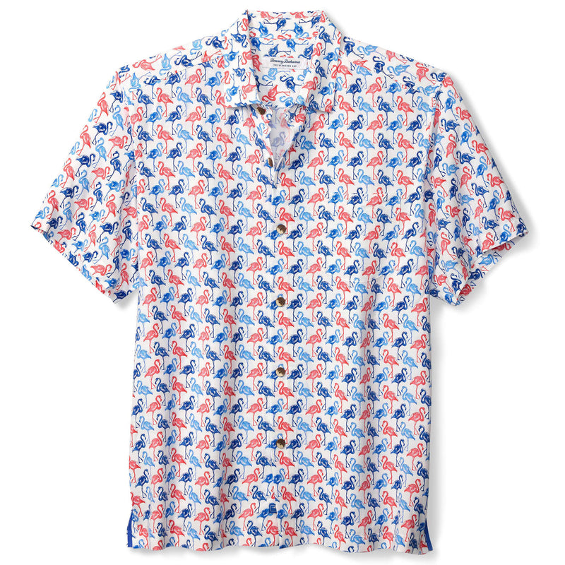 Tommy Bahama Men's Veracruz Cay Flamingo Mingle Camp Shirt - White