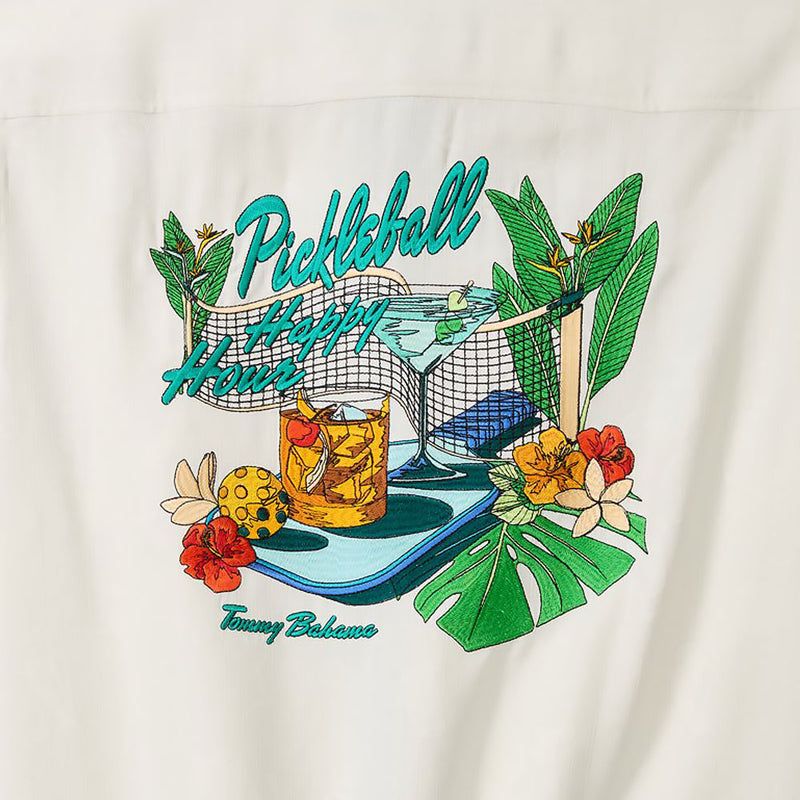 Tommy Bahama Men's Pickleball Happy Hour Embroidered Silk Camp Shirt - Continental