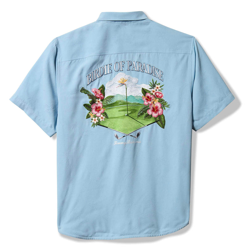 Tommy Bahama Men's Birdie Of Paradise Embroidered Silk Camp Shirt - Blue Jay