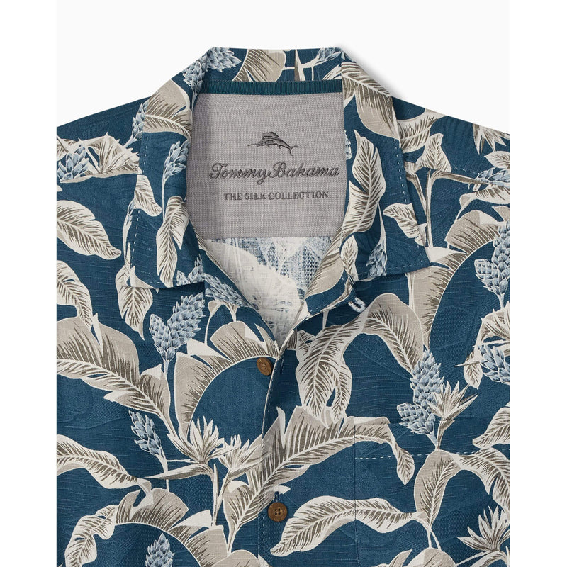 Tommy Bahama Men's Midnight Palms Silk Camp Shirt - Kingfish