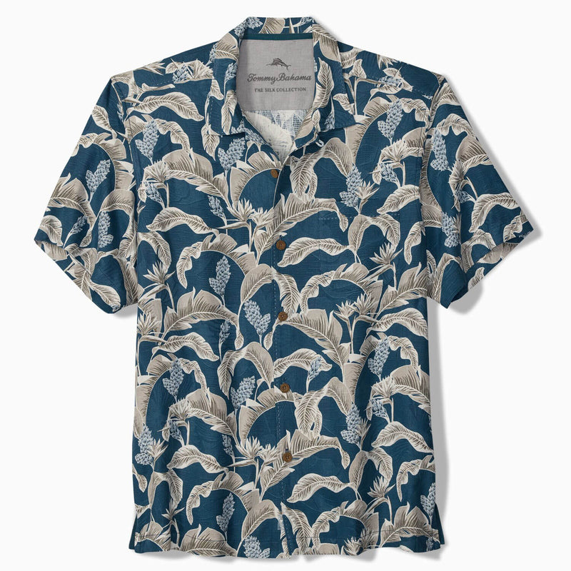 Tommy Bahama Men's Midnight Palms Silk Camp Shirt - Kingfish