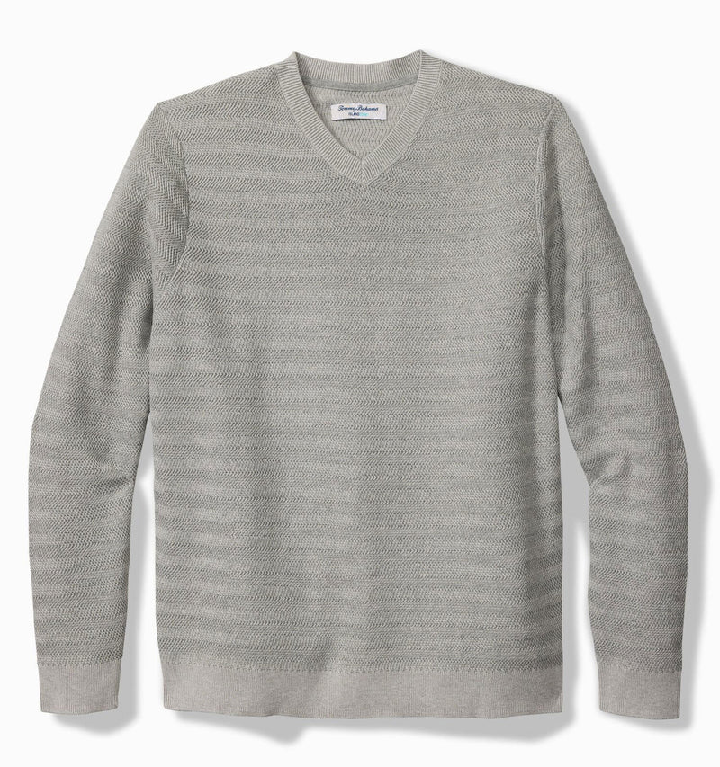 Tommy Bahama IslandZone IslandZone Coolside Course V-Neck Sweater - Grey Heather - FINAL SALE