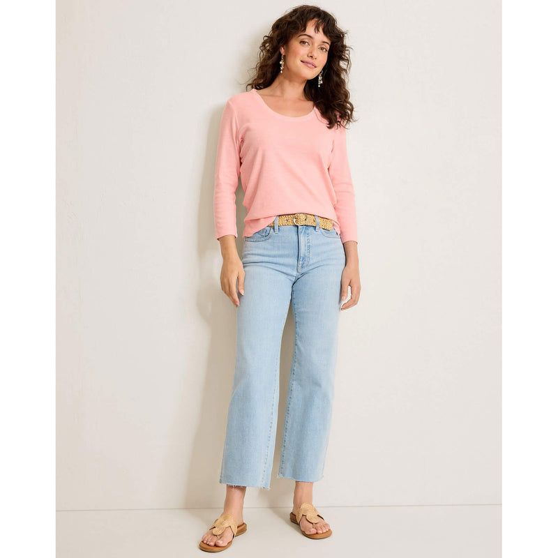 Tommy Bahama Women's Ashby Isles Rib 3/4 Sleeve Scoop T-Shirt - Quartz Pink