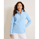 Tommy Bahama Women's New Aruba Half Zip Pullover Sweater - Chambray Blue Heather