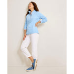 Tommy Bahama Women's New Aruba Half Zip Pullover Sweater - Chambray Blue Heather