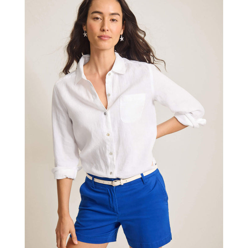 Tommy Bahama Women's Coastalina Relaxed Long Sleeve Linen Top - White