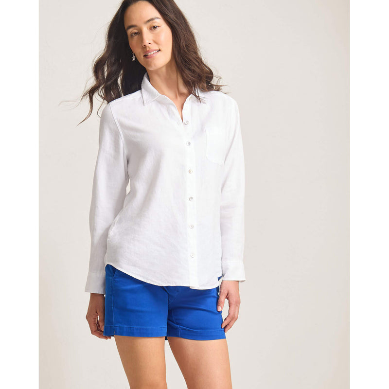 Tommy Bahama Women's Coastalina Relaxed Long Sleeve Linen Top - White