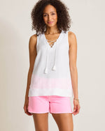 Tommy Bahama Women's Coastalina V-Neck Tie Linen Tank Top - White