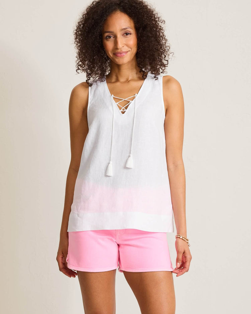 Tommy Bahama Women's Coastalina V-Neck Tie Linen Tank Top - White