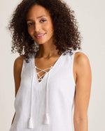 Tommy Bahama Women's Coastalina V-Neck Tie Linen Tank Top - White