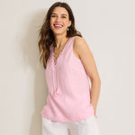 Tommy Bahama Women's Coastalina V-Neck Tie Linen Tank Top - Touch Of Pink
