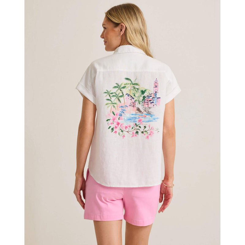 Tommy Bahama Women's Paradiseshore Coastalina Linen Shirt - White