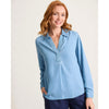 Tommy Bahama Women's Chambray O'Lei Embroidered Popover Top - Light Indigo Wash