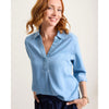Tommy Bahama Women's Chambray O'Lei Embroidered Popover Top - Light Indigo Wash