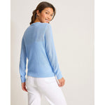 Tommy Bahama Women's Cedar Linen Long Sleeve V-Neck Linen Sweater - Chambray Blue