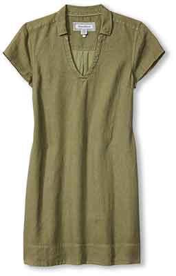 Tommy Bahama Women's Two Palms Ss Collared Linen Dress - Dark Fern - FINAL SALE