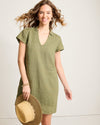 Tommy Bahama Women's Two Palms Ss Collared Linen Dress - Dark Fern - FINAL SALE