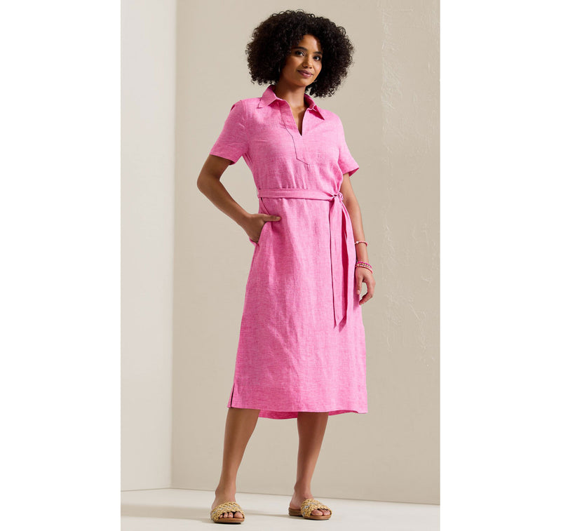 Tommy Bahama Women's Coastalina Popover Midi Linen Dress - Fuchsine - FINAL SALE