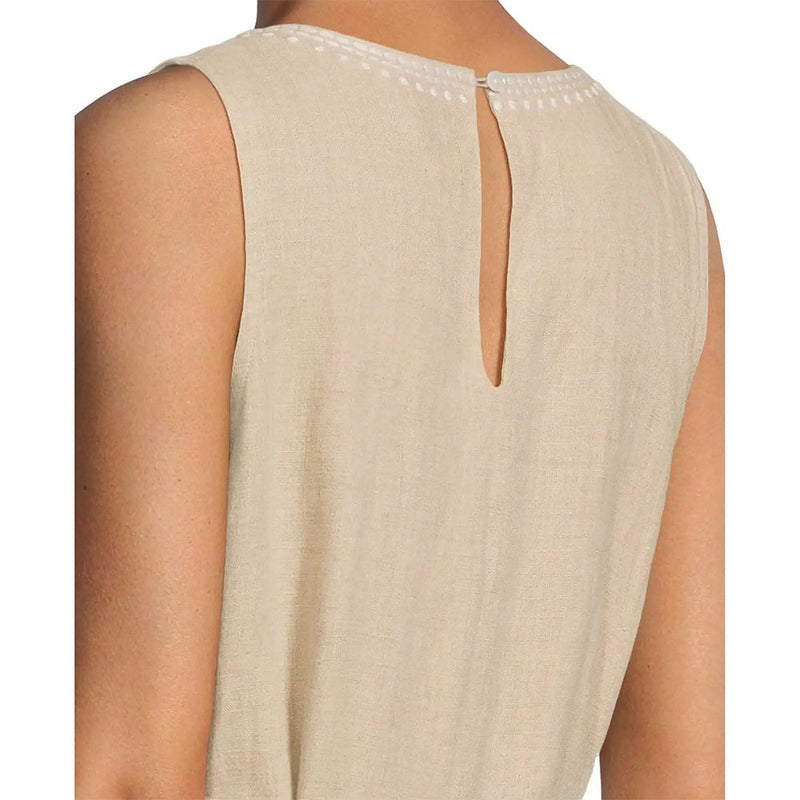 Tommy Bahama Women's Two Palms Embroidered Sleeveless Shift Linen Dress - Natural Linen