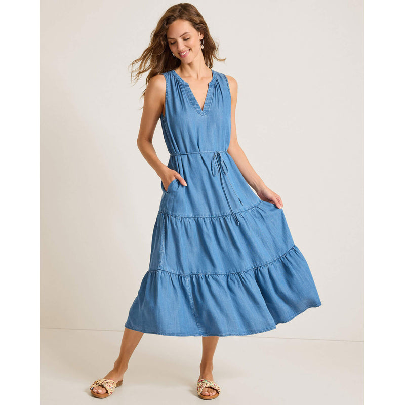 Tommy Bahama Women's Chambray O'Lei Sleeveless Sun Dress - Medium Indigo Wash