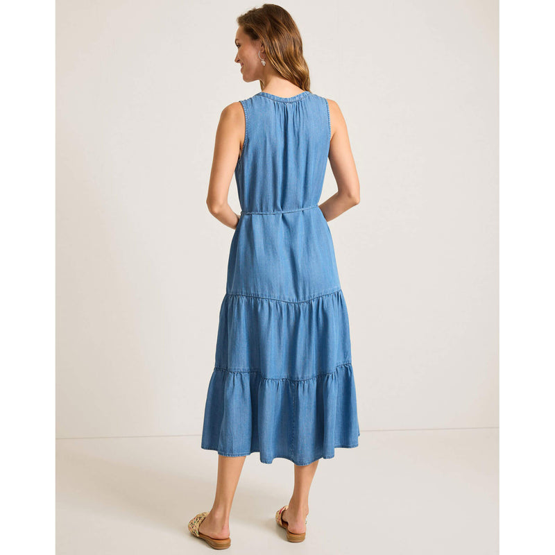 Tommy Bahama Women's Chambray O'Lei Sleeveless Sun Dress - Medium Indigo Wash