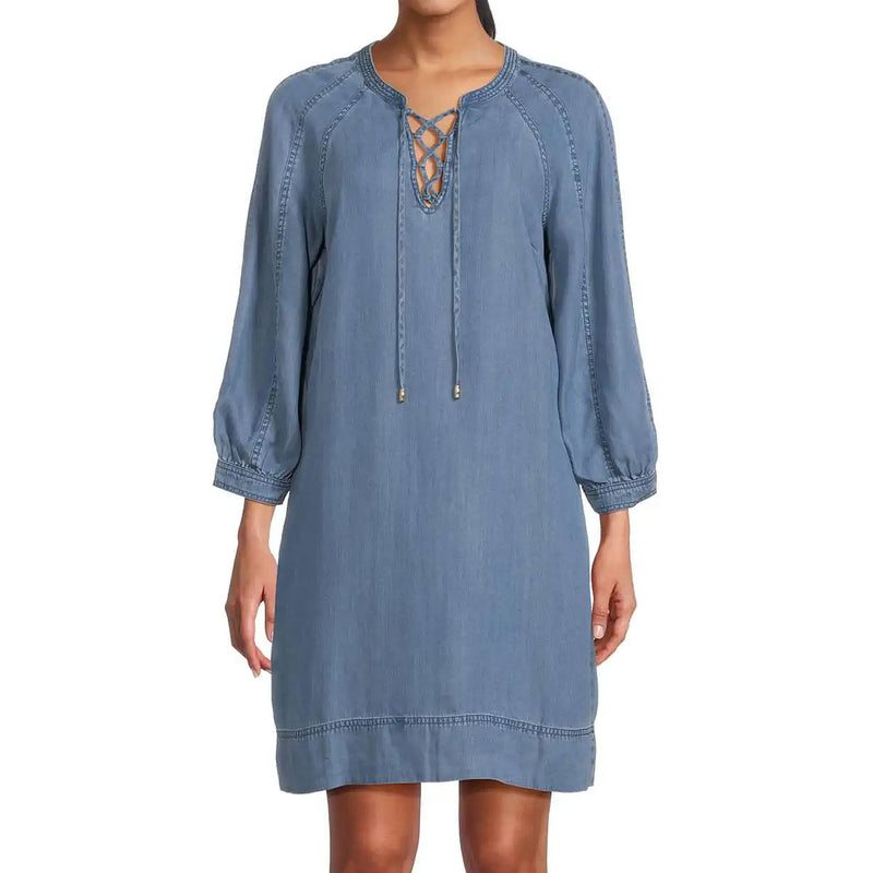 Tommy Bahama Women's Chambray O'Lei Lace-Up Dress - Medium Indigo Wash