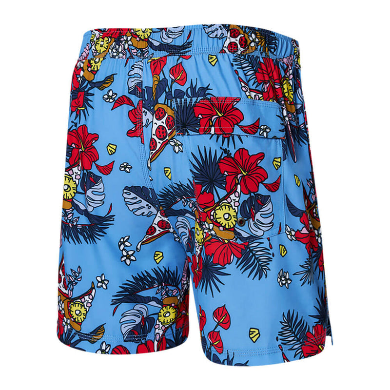 SAXX 5-Inch Oh Buoy 2N1 Volley Hawaiian Pizza Swim Trunks - Sky