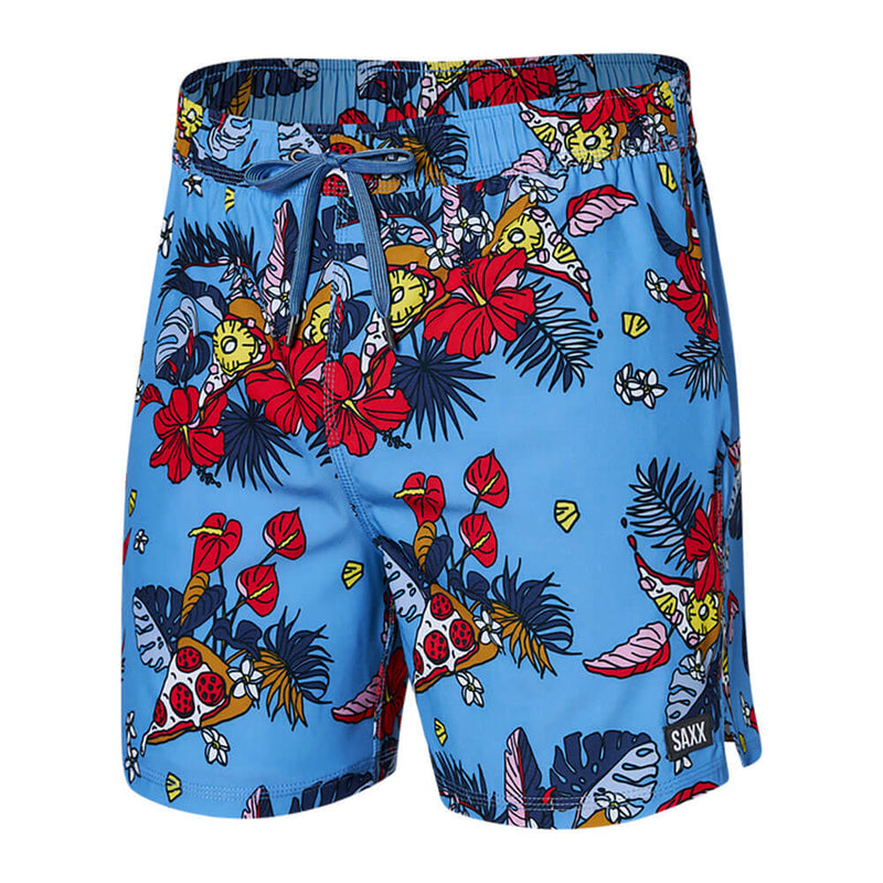 SAXX 5-Inch Oh Buoy 2N1 Volley Hawaiian Pizza Swim Trunks - Sky