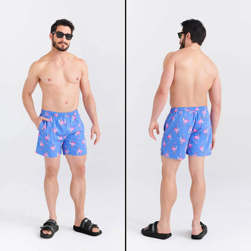 SAXX 5-Inch Go Coastal 2N1 Volley Flocktail Hour Swim Trunks - Sport Blue - FINAL SALE