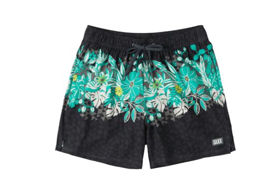 Saxx 5-Inch Oh Buoy 2N1 Volley Swim Trunks - Diamondhead - Black