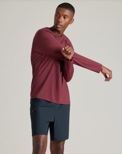 Rhone Men's Reign Long Sleeve Trim Fit T-Shirt - Tawny Port