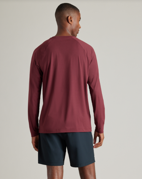 Rhone Men's Reign Long Sleeve Trim Fit T-Shirt - Tawny Port