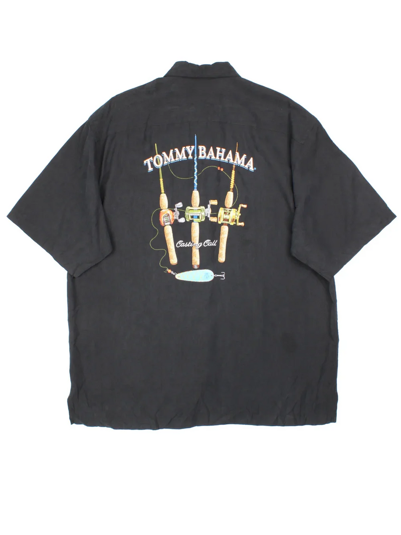 TBLV Tommy Bahama Mens Original Sample Casting Call Camp Shirt - Black