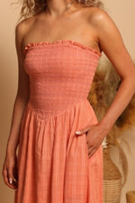 Shore Bella Maxi Dress - Dark Coral Gingham - FINAL SALE